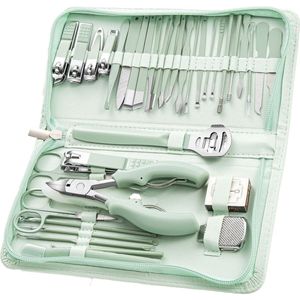 YUBBI Manicure en Pedicure Set - 35 delig - Verzorging Set- Nageltang - Nagelknipper - Nagelschaar - Groen