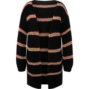 MIAMODA MIAMODA - Dames - Vest strepen open model lange mouwen - Zwart - Maat 48+