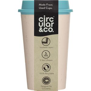 NOW Cup herbruikbare koffiebeker crème/blauw 12oz/340ml