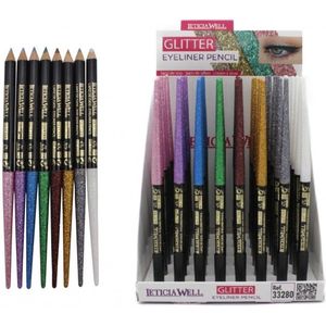 Leticia Well - 8 Glitter Oogschaduw Eyeliner Potloden - Roze/Lila/Blauw/Groen/Rood/Goud/Zilver/Wit - Set met 8 stuks