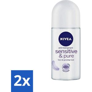 Nivea - Deodorant - Roller - Pure & Sensitive - 50 ml - Voordeelverpakking - 2 stuks