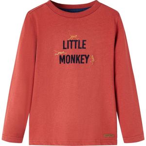 vidaXL - Kindershirt - met - lange - mouwen - 104 - roodbruin