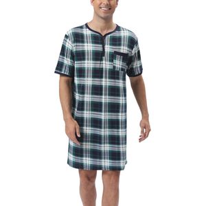 Comfortabel nachthemd voor heren met lange en korte mouwen, katoenen pyjama met knopen en ronde hals, grote maten