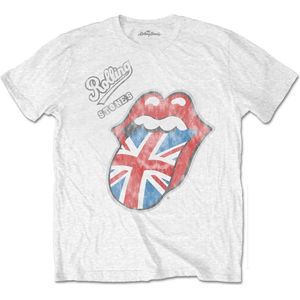 The Rolling Stones - Vintage British Tongue Heren T-shirt - 2XL - Wit
