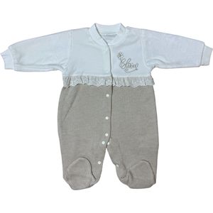 Onesie met bloemprintje voor meisjes - Maat 0-3 maanden - Beige - Kraamcadeau - Babyshower