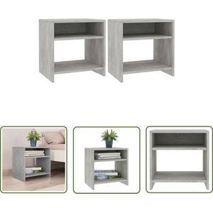 The Living Store Nachtkastjes Betongrijs - Set van 2 - Gemaakt van bewerkt hout - 40 x 30 x 40 cm (B x D x H) - Multifunctioneel