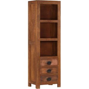 The Living Store Houten Hoge Kast - 40x30x130 cm - Massief Mangohout - Lichtbruine Afwerking