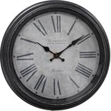 Clayre & Eef Wandklok Ø 25x4 cm Zwart Grijs Kunststof Glas Westminster Clock Company London Muurklok
