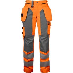 ProJob 6519 SIGNALISATIE BROEK MET KNIEZAKKEN EN SPIJKERKZAKKEN EN ISO 20471 KLASSE 2 DAMES 646519 - oranje/grijs - 38