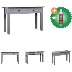 vidaXL Wandtafel Panama Range 110x40x72 cm massief grenenhout grijs - Tafel - Inclusief Houtreiniger en verfrisser