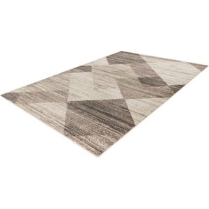 Lalee trendy- modern- laagpolig- vloerkleed- vintage- ruiten dessin- laag- hip en trendy- karpet- tapijt- 160x230 cm beige zilver