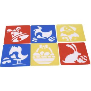Akyol - Teken sjablonen voor uw kind – Tekenen – Sinterklaas cadeau – Stencils – Bel – Kip– Paasei – Vogel – Mandje – Paashaas – 6 stuks