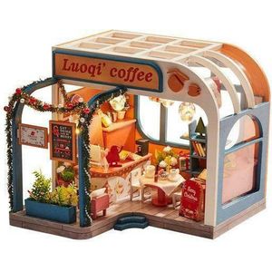 Luoqi Coffee - Kersttafereel - DIY House Miniatuur Bouwpakket / modelbouw