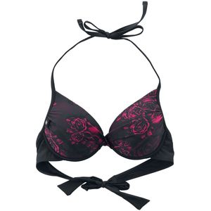 Black Premium by EMP Zwarte bikinitop met doodshoofd en rozen motief - Dames - S