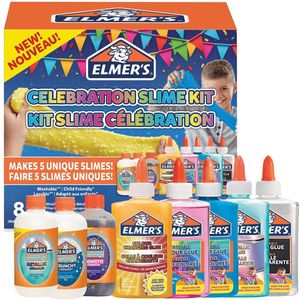 Elmer's Celebration-slijmpakket | Slijmbenodigdheden, inclusief diverse Magical Liquid-slijmactivatoren en verschillende soorten vloeibaar lijm | 8-delig slime kit