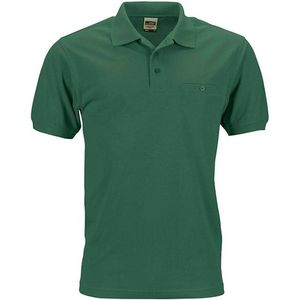 James and Nicholson Heren Werkkleding Polo Pocket Shirt (Donkergroen)