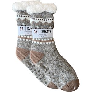 Sukats® Huissokken - Homesocks - Maat 41-46 - Antislip Sokken - Fluffy Sokken - Huissokken Heren - Slofsokken - Variant 7 - Meerdere Maten en Varianten - Verwarmde Sokken
