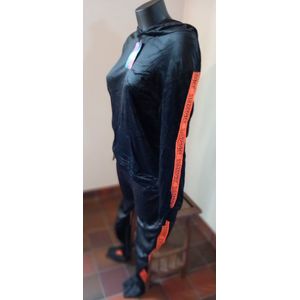 Huispak - dames - tekst slazenger - zwart - Fleece - Maat S/M - Cossy - super zacht - HQ