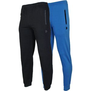 2- Pack Donnay Joggingbroek met elastiek - Sportbroek - Heren - Maat XXL - Black/True blue (535)