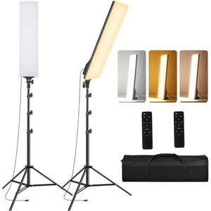 2x LED Videolampenset – Dimbare Fotografie Verlichtingsset – 2500K-7500K Kleurtemperatuur – Inclusief Afstandsbediening – 6,5m Verstelbaar Statief – Studioverlichting voor YouTube, Filmen & Live Streaming