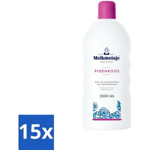 Melkmeisje - Bad & Douche - Pioenroos Geur - Verzorgend & Hydraterend - 2000 ml - Bulkverpakking - 15 stuks