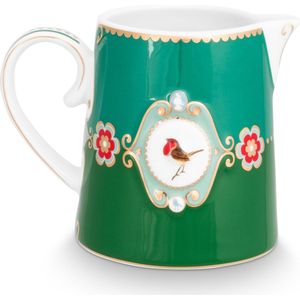 Pip Studio Love Birds emerald Green - Melkkannetje - 270ml - porselein - Groen