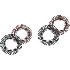 Nordivar - Elastische kam set van 4 stuks in zwart en bruin - Flexibel en rond - Kunststof - Haarkam voor dames en hoofdband voor haar - Voor meisjes en vrouwen