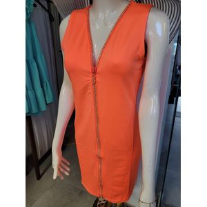 Fluorescerende oranje jurk met rits die volledig open kan - maat S/M