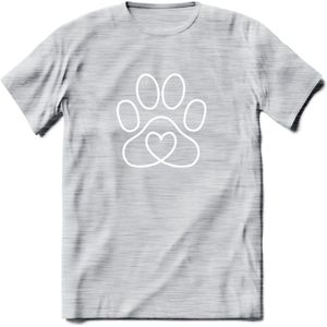 Love Paw - Katten T-Shirt Kleding Cadeau | Dames - Heren - Unisex | Kat / Dieren shirt | Grappig Verjaardag kado | Tshirt Met Print | - Licht Grijs - Gemaleerd - S