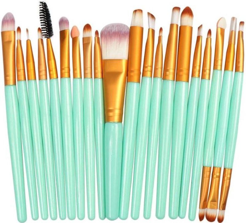Finnacle - 20-delige Make-Up Kwasten Set - Groen - Oogschaduw - Foundation - Poeder - Eyeliner - Wimper - Lip - Make Up Borstel - Cosmetische Beauty Tool Kit - Hot