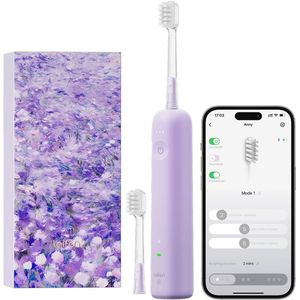 Elektrische Tandenborstel met App, Oscillatie en Trillingen, Inclusief 2 Borstelkoppen voor Volwassenen (Paars)