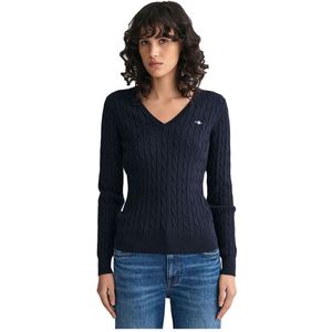 Gant - 4800101 - Trui - Blauw - V-hals - Kabelgebreid