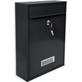 Relaxdays brievenbus muur - met slot - naambordje - 26,5 x 35 x 8,5 cm - klein - zwart