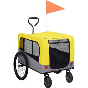 vidaXL-Fietstrailer-en-hondenwagen-2-in-1-geel-en-grijs