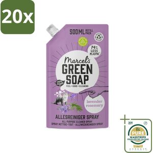 20 x Marcel's Green Soap - Allesreiniger Spray - Navulling - Lavendel & Rozemarijn - Frisse reiniging - 500 ml - Grootverpakking - Allesreiniger - Natuurlijke Reiniger - Biologische Reiniger - Vegan Reiniger - Lavendel En Rozemarijn