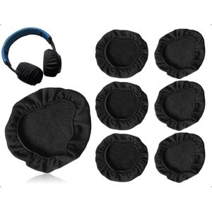 Inovra - Hoofdtelefoonhoezen 6 stuks, wasbaar, rekbare gebreide stof, beschermhoezen voor oorkussens, sport, gym, bibliotheek - zwart - 6 tot 8,5 cm