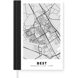 Notitieboek - Schrijfboek - Stadskaart - Best - Grijs - Wit - Notitieboekje klein - A5 formaat - Schrijfblok - Plattegrond