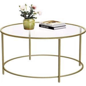 In And OutdoorMatch Salontafel Dameon - Rond - Salontafel - Woonkamer - Bijzettafel - 84 x 84 x 45,5 cm - Glas