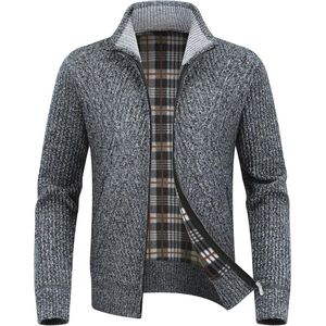 Dikke Gebreide Vesten voor Heren met Opstaande Kraag en Volledige Rits