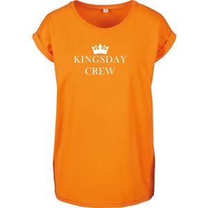 T-Shirts Dames Crew-Oranje - Wit-L