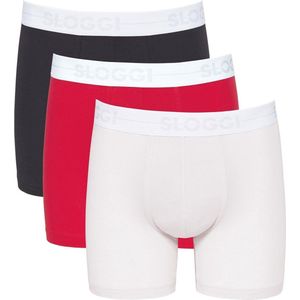 Sloggi MEN Heren Go Short 3-Pack Antraciet/Rood/Ivoor