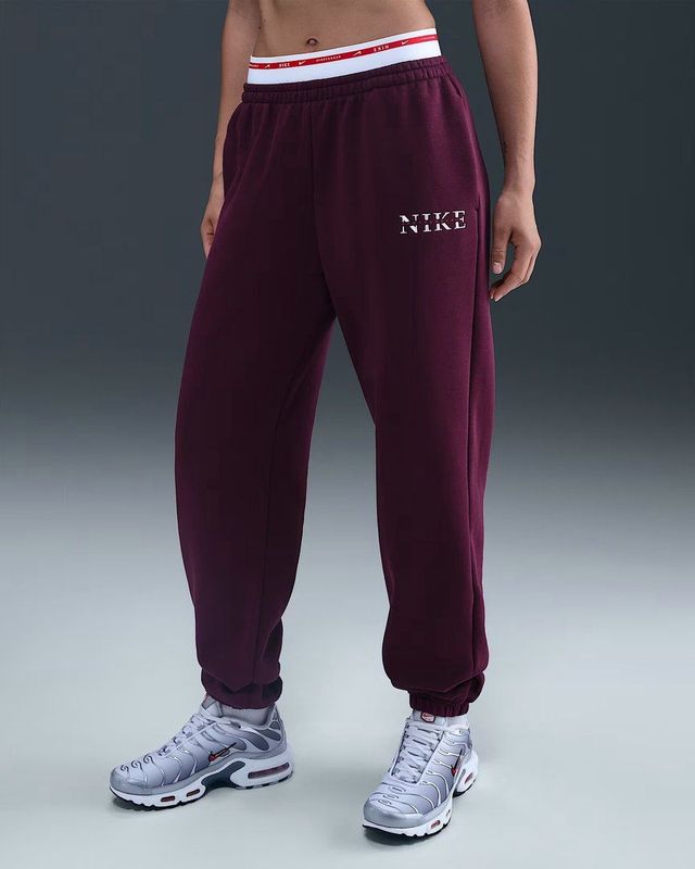 Nike - NSW Phnx FLC HR Pant GLS - Sport Pantalon - Rood - Dames