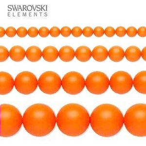 Swarovski Elements, 50 stuks Swarovski Parels, 8mm (40cm), neon orange, 5810
