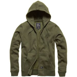 Vintage Industries Redstone Hooded Sweatshirt Vest met capuchon olijf S