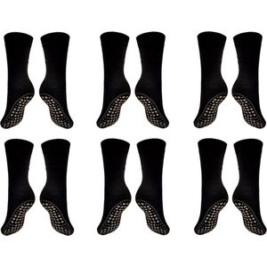 Anti Slip Huis-sokken Set Van 6 Paar Zwart Maat 39-42