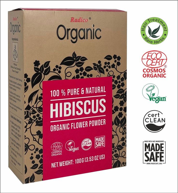Radico - ORGANIC HIBISCUS - Haarmasker en Shampoo - 100% Natuurlijke BIO - 100g