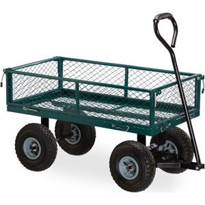 Relaxdays Tuinkar met Luchtbande - Handige Bolderkar Voor Buite - Transportka - Inklapbare Zijkante