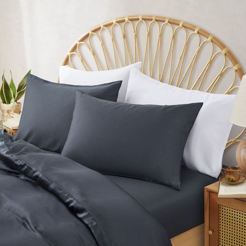 Bamboebaas premium bamboe kussenslopen - Charcoal grey - 60x70 cm