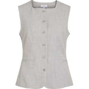 Vila Gilet Vivarone S/l Square Neck Long Vest 14109675 Light Grey Melange Dames Maat - 36