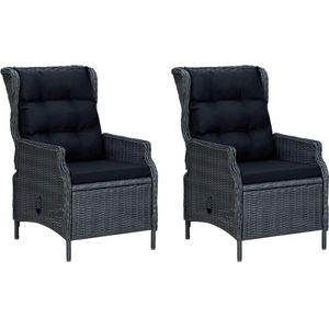 vidaXL Tuinset 9-delig - Poly Rattan - Donkergrijs Eetkamerset - Tuinset - Lounge Set - Buitendecoratie - Tuinbank